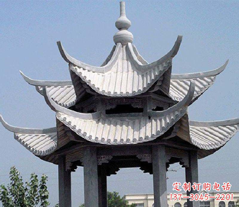 天津园林双层石凉亭景观石雕
