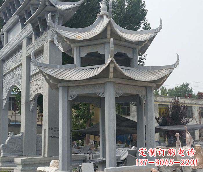 天津园林双层石雕凉亭