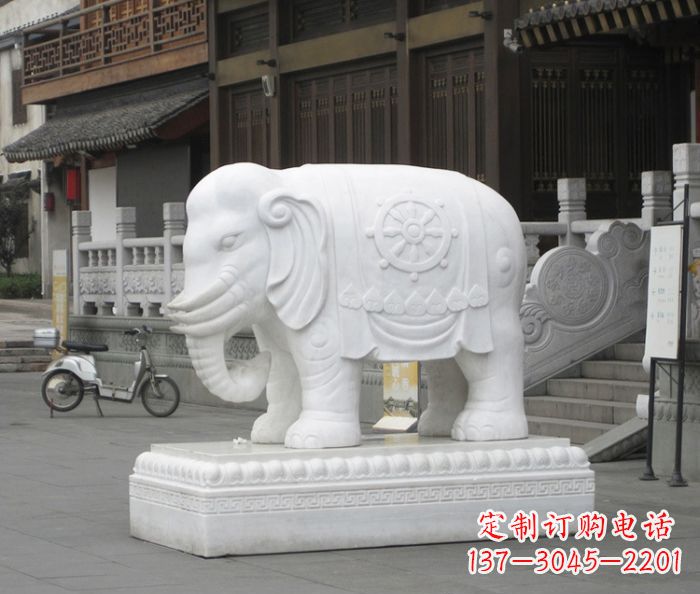 天津招财动物汉白玉大象石雕