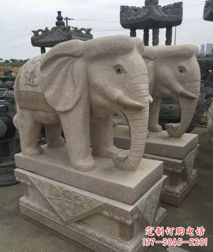 天津招财进宝大理石大象石雕