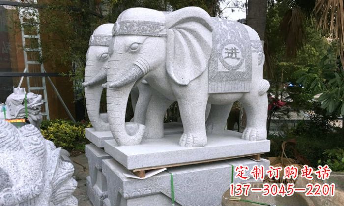 天津招财进宝大理石门口大象雕塑