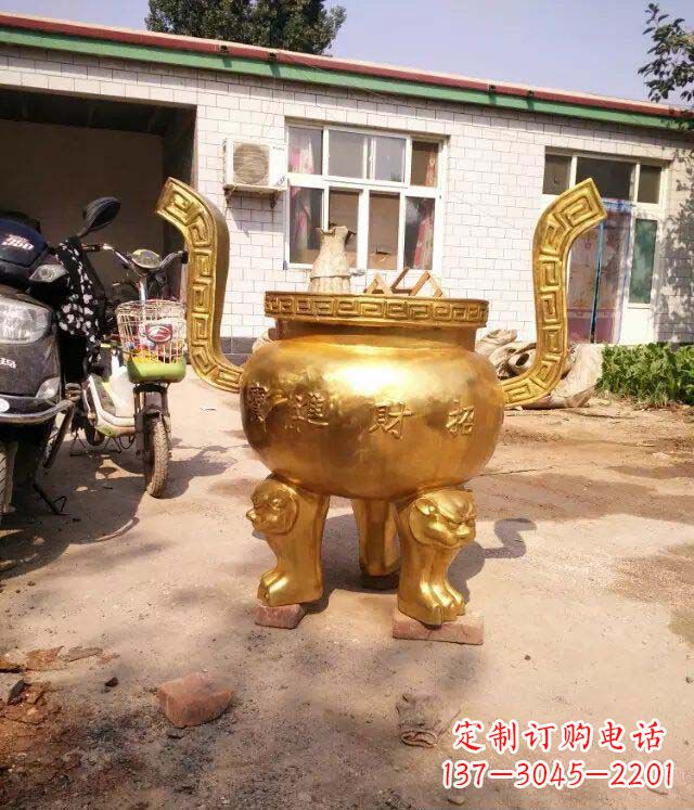 天津招财进宝香炉寺庙铜雕