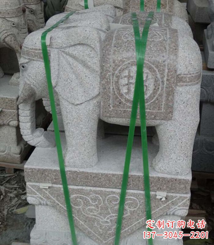 天津招财进宝芝麻灰大象石雕 (4)