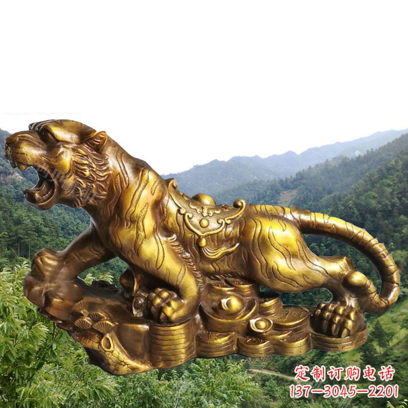 天津招财老虎漆金12生肖动物雕塑