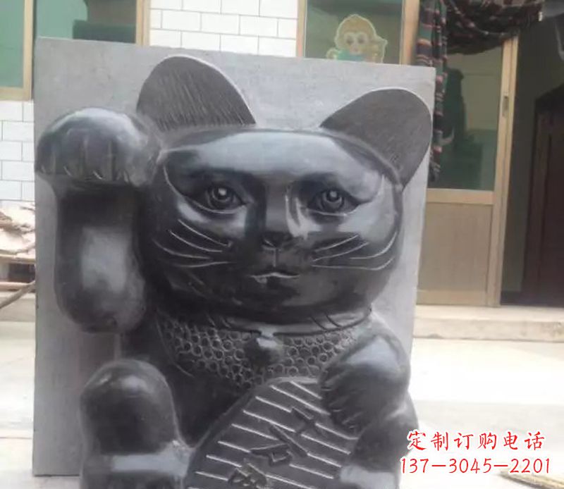 天津招财猫石雕卡通动物雕塑