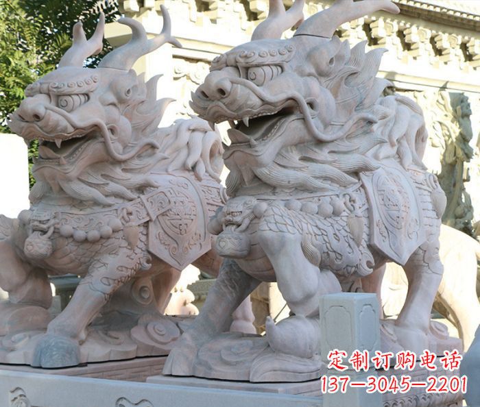 天津招财瑞兽麒麟石雕 (2)