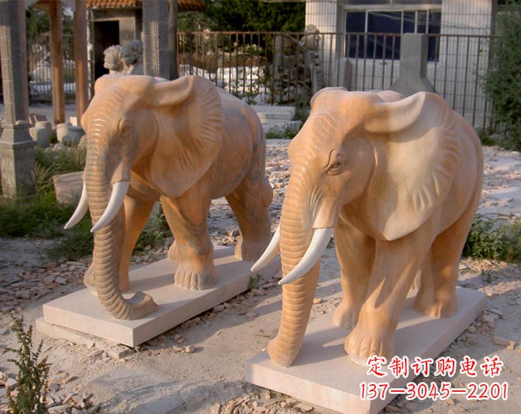 天津招财石雕大象