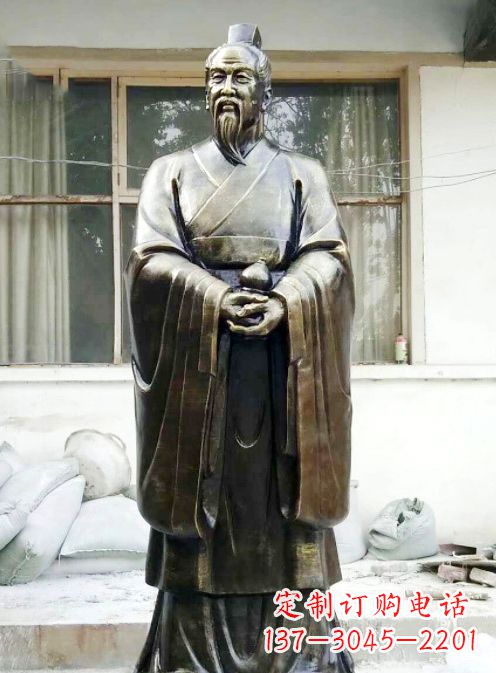 天津中国古代名医扁鹊铸铜雕像半身像