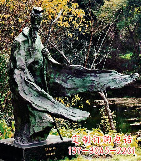 天津中国历史名人东晋杰出画家诗人顾恺之铜雕像