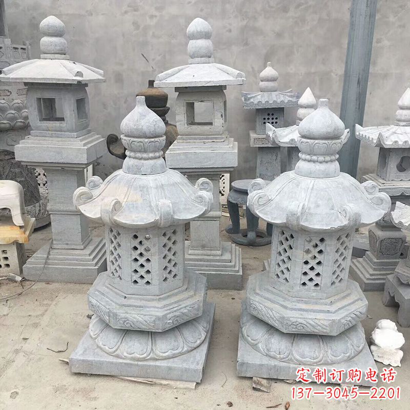 天津中式低墩石雕灯笼