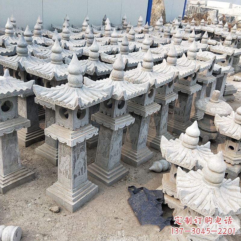 天津中式青石灯笼雕塑