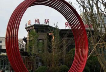 天津小区不锈钢圆环景观雕塑