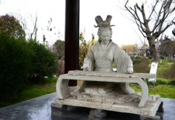 天津虞姬弹琴雕塑-公园古代人物著名美女情景雕塑
