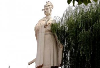 天津虞姬砂岩石雕-景区园林古代人物著名美女雕像