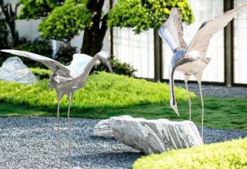 天津长春不锈钢动物鹤雕塑