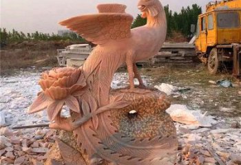 天津中国古代传说中的瑞鸟凤凰牡丹石雕