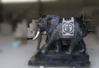 天津中国黑石材大象雕塑