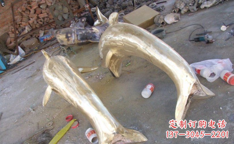天津铸铜海豚公园动物铜雕