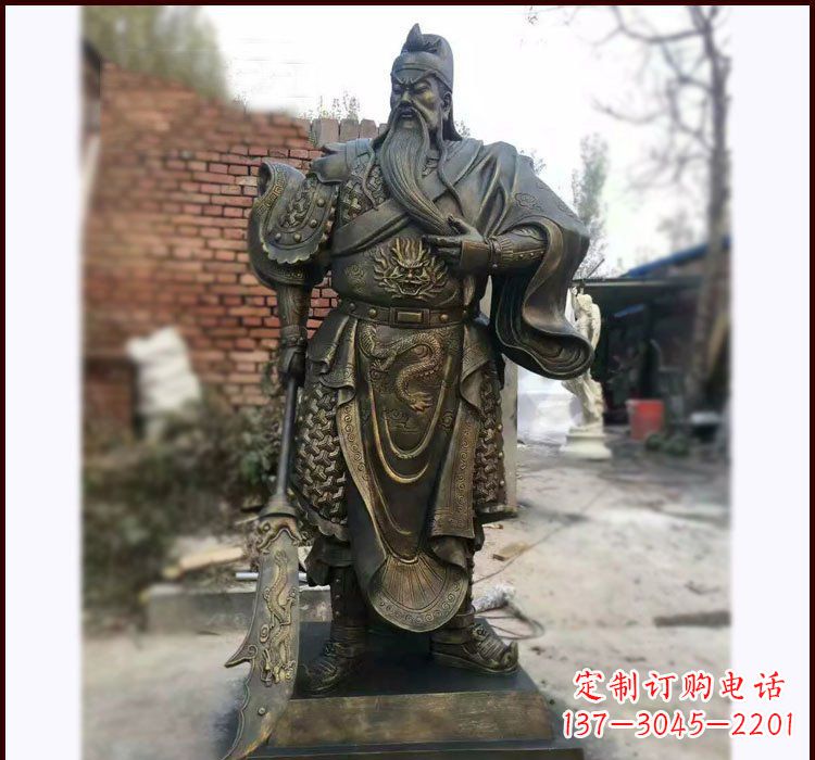 天津铸铜立式关公雕塑