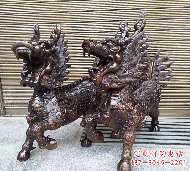 天津铸铜立式麒麟
