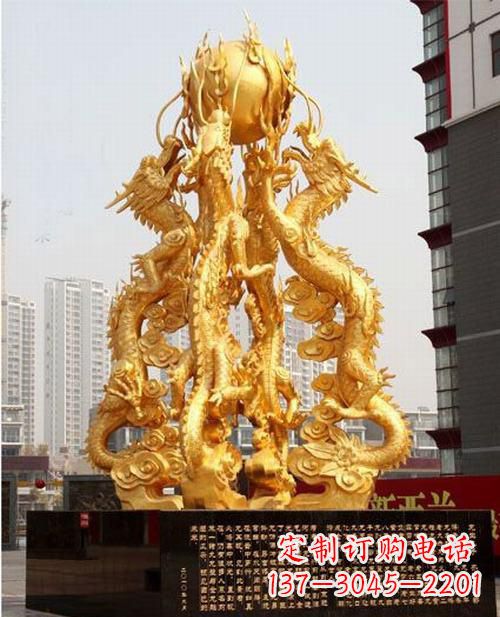 天津铸铜四龙戏珠雕塑