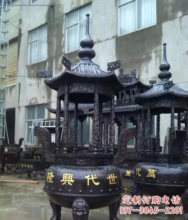 天津铸铜寺庙香炉铜雕 (3)
