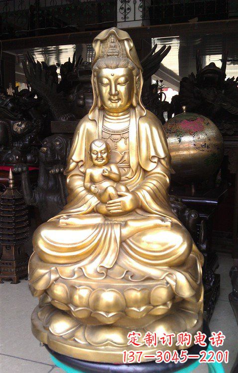 天津铸铜送子观音雕塑