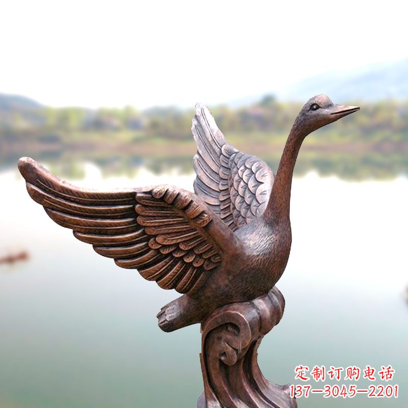 天津铸铜天鹅景观摆件