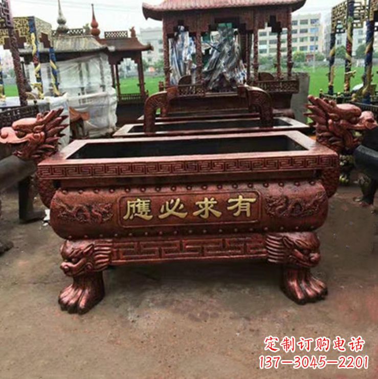 天津紫铜香炉雕塑
