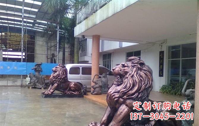 天津紫铜西洋狮子铜雕