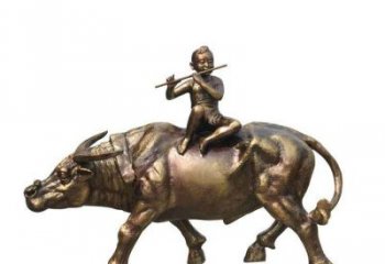 天津铸铜牧童牛雕塑
