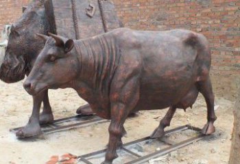 天津铸铜奶牛公园动物铜雕