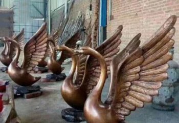 天津铸铜天鹅喷水动物喷泉雕塑