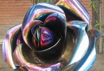 天津彩色创意不锈钢玫瑰雕塑