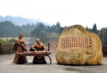 天津卓文君与司马相如凤求凰公园景观雕塑-历史典故人物情景雕塑