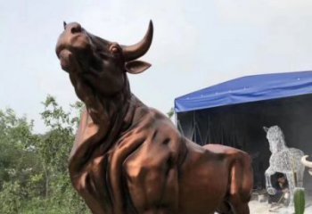 天津紫铜牛动物雕塑