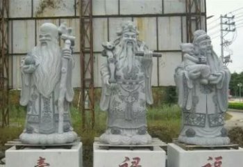 天津宗教庙宇大理石福禄寿雕塑
