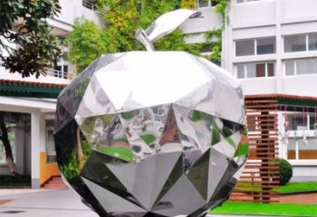 天津水果雕塑-别墅园林几何镜面户外不锈钢水果雕塑